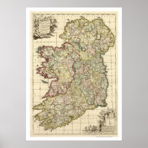Map of Ireland by Frederik de Wit 1710 Print