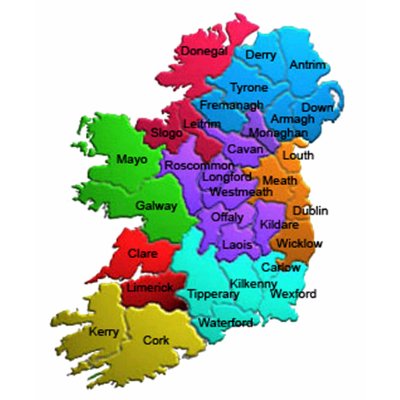map of ireland with counties in irish. Map of Irish Counties T-shirts by irishcountry. A bright and colourful map of Ireland showing all the glorious counties of the Emerald Isle.