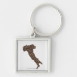 Map of Italy made of Coffee Beans Key Chains