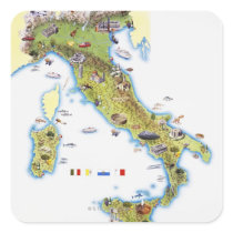 Map of Italy Square Stickers