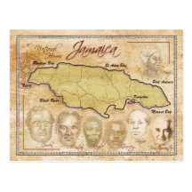 Map of Jamaica with National Heroes Postcard
