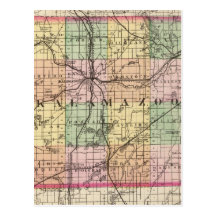 Map of Kalamazoo County, Michigan Post Card