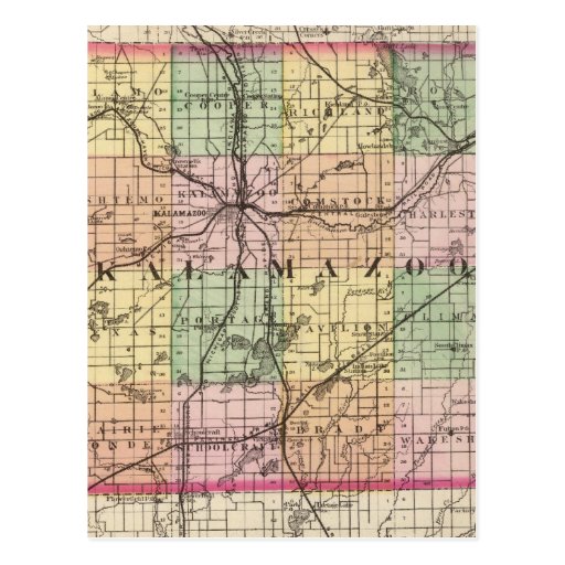 Map of Kalamazoo County, Michigan Postcard