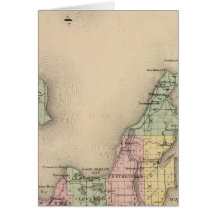 Map of Leelanau County, Michigan Greeting Cards