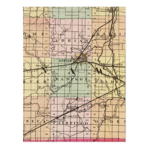 Map of Lenawee County, Michigan Postcard Zazzle