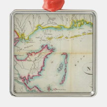 Map of New Orleans and Adjacent Country Christmas Tree Ornaments