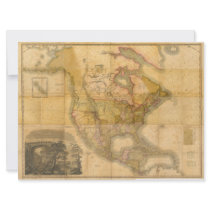 Map of North America by Henry Schenck Tanner 1822 Custom Invitations