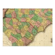 Map of North and South Carolina Postcards