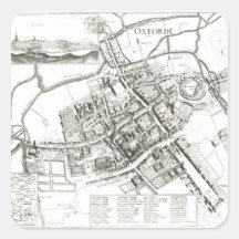 Map of Oxford, 1643 Stickers