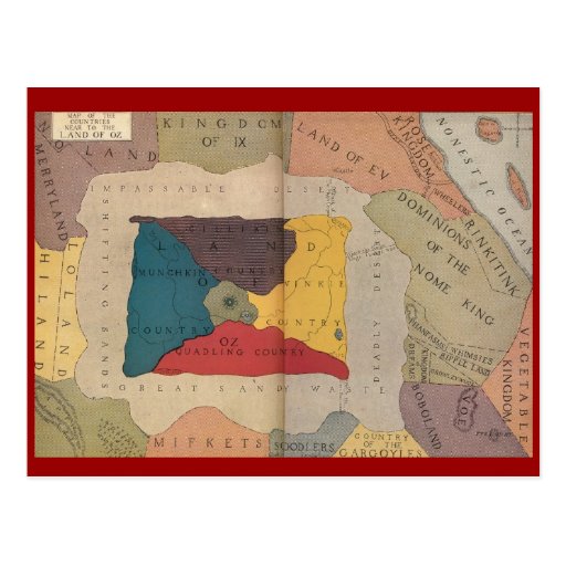 Map of Oz and Surrounding Countries Postcard