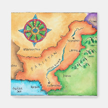Map of Pakistan Fridge Magnets