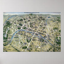 Map of Paris during the 'Grands Travaux' Print