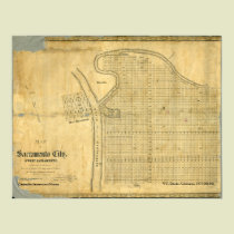 Map of Sacramento City & West Sacramento, 1850 posters