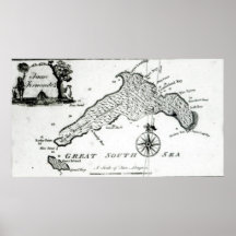 Map of South Pacific Island, 1800 Poster