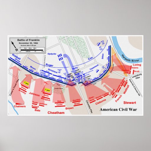 Map of the American Civil War Battle of Franklin Posters