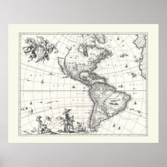 Map of The Americas 1669 Poster