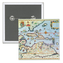 Map of the Caribbean islands Button