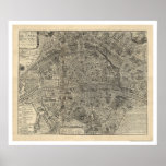 Map of the City of Paris by Nicolas de Fer 1700 Print