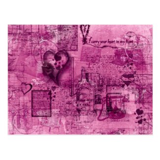 Map of the Heart (Rose Pink) Postcard