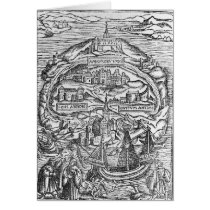 Map of the Island of Utopia, Book frontispiece Greeting Cards