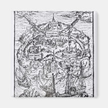 Map of the Island of Utopia, Book frontispiece Fridge Magnets