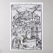 Map of the Island of Utopia, Book frontispiece Poster
