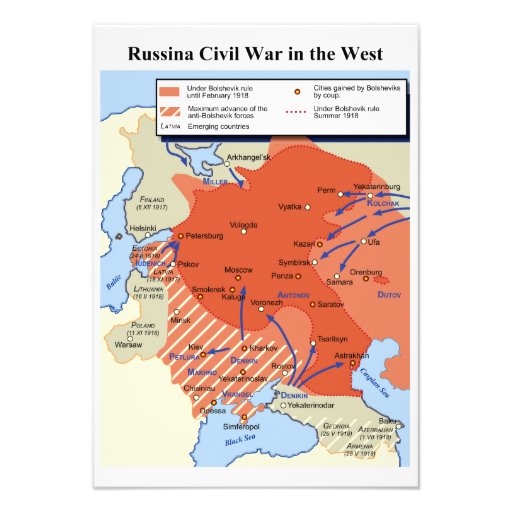 Map Of The Russian Civil War In The West 1918 1920 3 5 X 5 Invitation