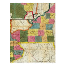 Map of the Settled Wisconsin Territory Post Cards