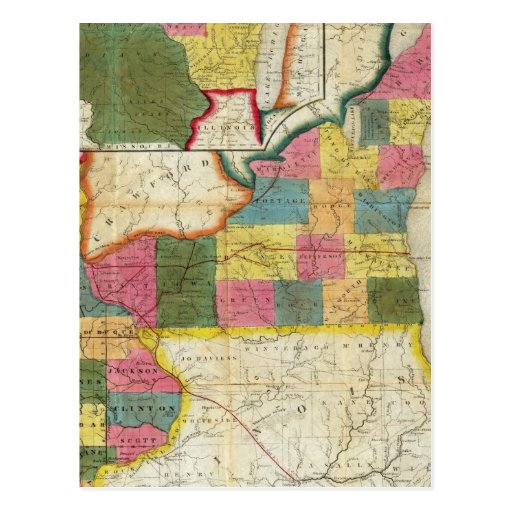 Map of the Settled Wisconsin Territory Postcard Zazzle