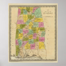 Map of the State of Alabama Poster