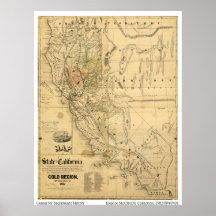 Map of the State of California, 1851 Poster