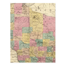 Map of the State of Wisconsin Postcards