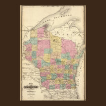 Map of the State of Wisconsin posters