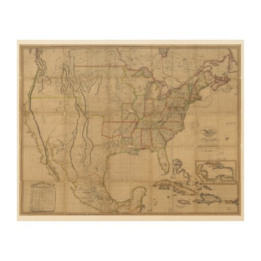 Map of the United States of America (1823) Wood Wall Art Map United States Of America 1823 Map United States Of America 1823 Map of the United States of America (1823) Wood Wall Art