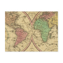 Map Of The World on the Globular Projection Postcards