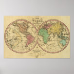 Map Of The World on the Globular Projection Poster