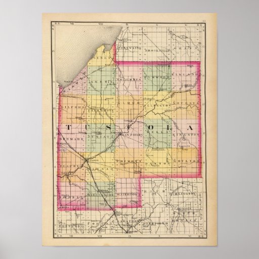 Map of Tuscola County, Michigan Poster Zazzle