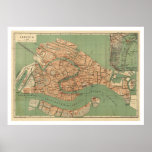 Map of Venice, Italy around 1886 Print