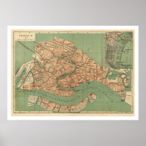 Map of Venice, Italy around 1886 Print