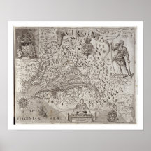 Map of Virginia, discovered and described by Capta Posters