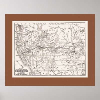 Map of W. States &Trans Pacific RR,1867- Br Mat Print by shaughey
