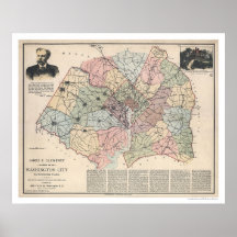 Map of Washington DC Suburbs by Clements 1891 Print