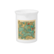 Map of West Indies from 1906 in German Pitcher