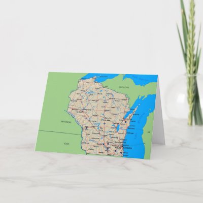 map of iowa and surrounding states. Map of Wisconsin Greeting Card