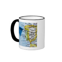 Map pin placed in Madrid, Spain on map, close-up Mugs