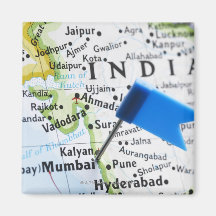Map pin placed in Mumbai, India on map, close-up Magnet