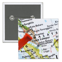 Map pin placed in Singapore on map, close-up