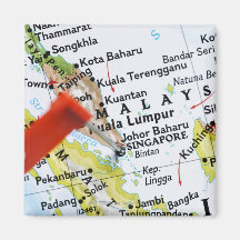 Map pin placed in Singapore on map, close-up Refrigerator Magnet