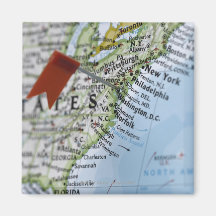 Map pin placed on Washington, D.C. on map, Refrigerator Magnets