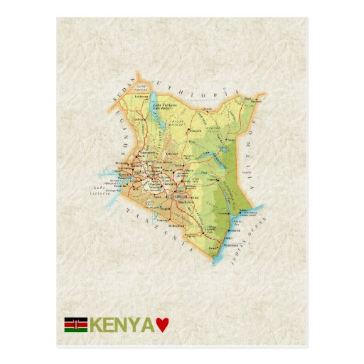 MAP POSTCARDS ♥ Kenya Zazzle